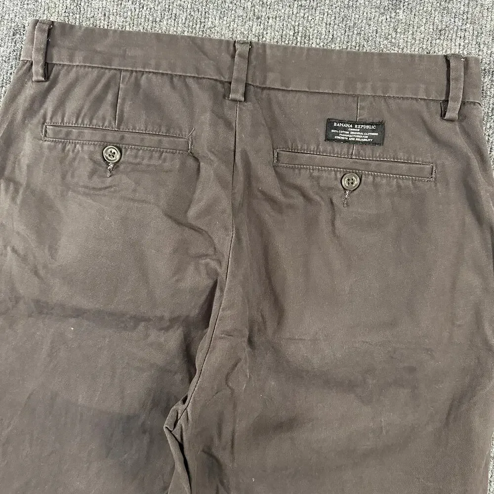 Banana Republic Mens Emerson Chino Pants Muted Tone Brown Preppy Cotton 32x32